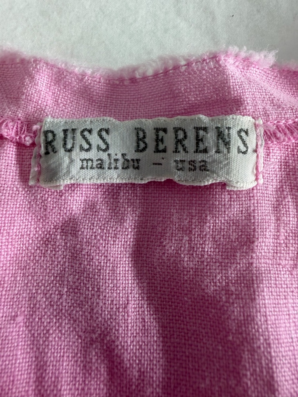 Russ Berens Pink 100% Linen Sleeveless Top Size Small Striped